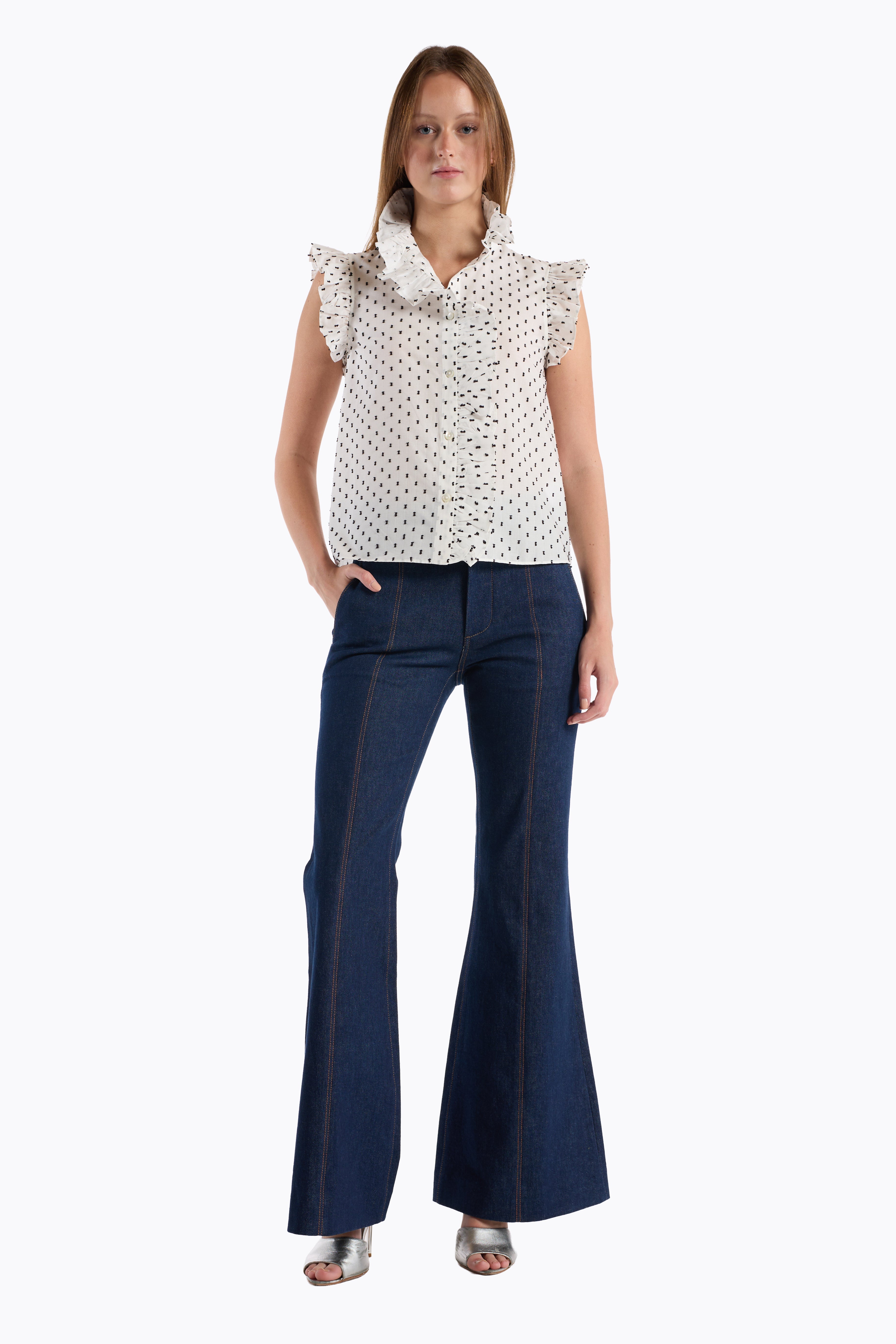 Marfa Top - White Black Dot