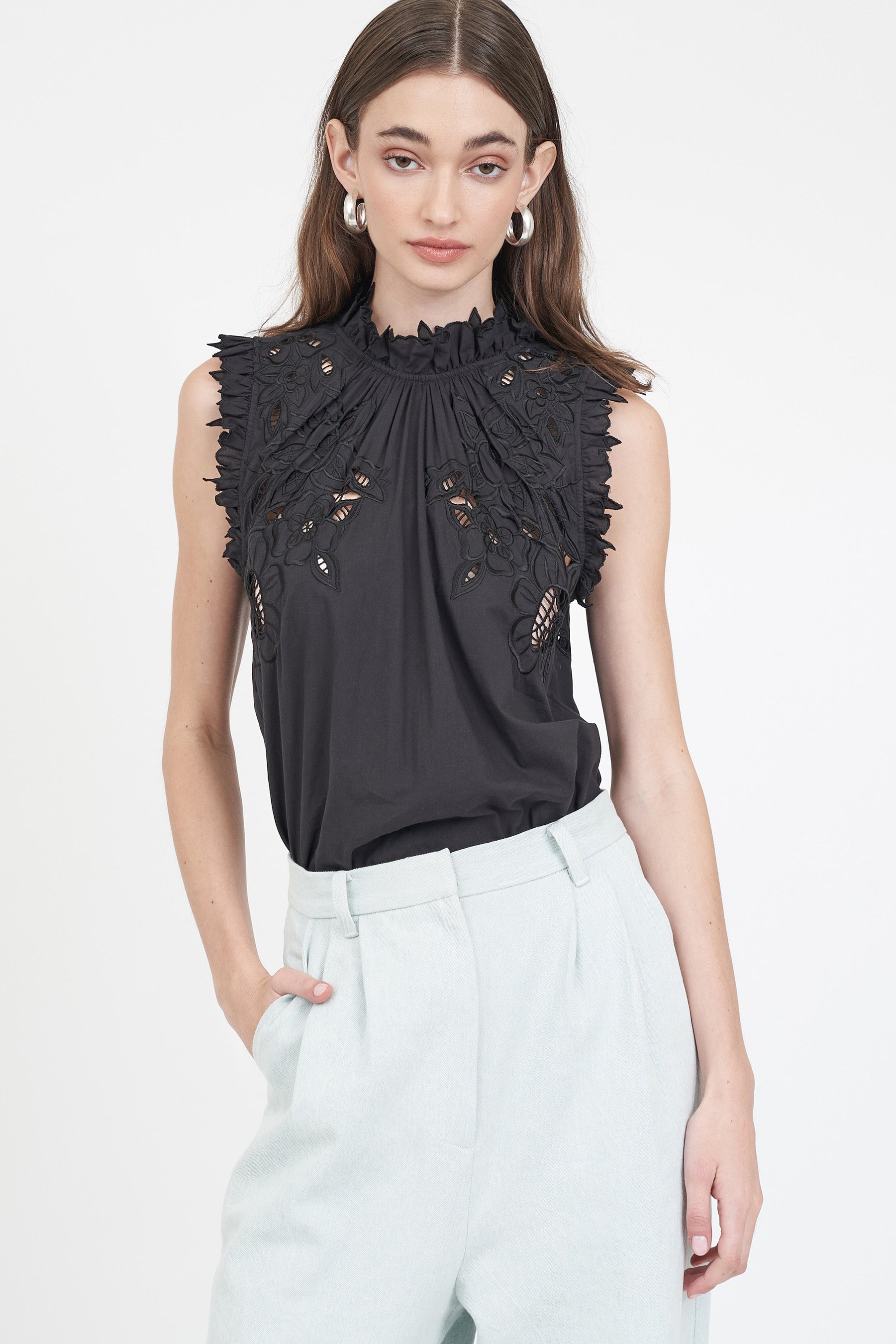 Nora Top - Black Embroidery
