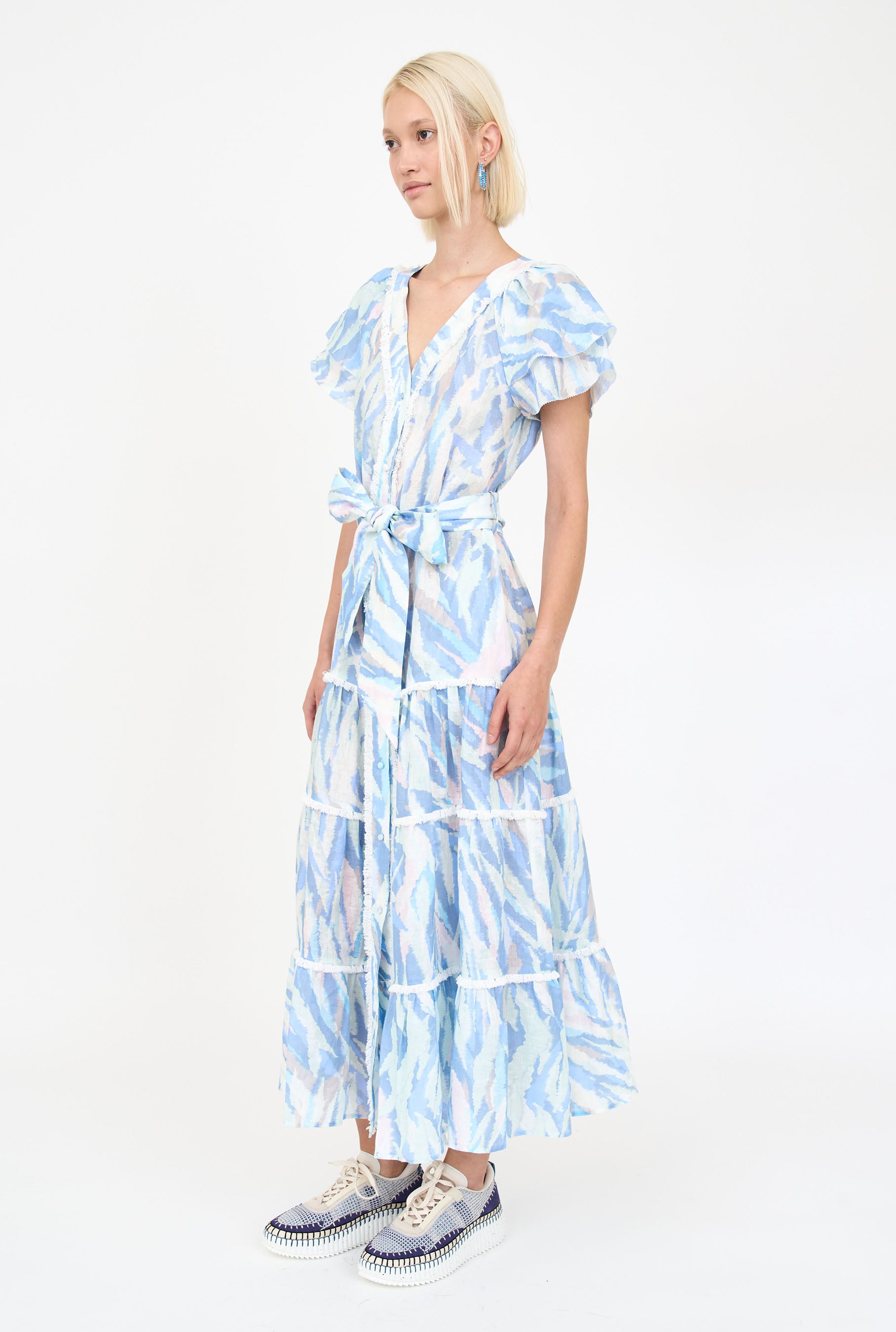 Perry Dress- Blue Feather