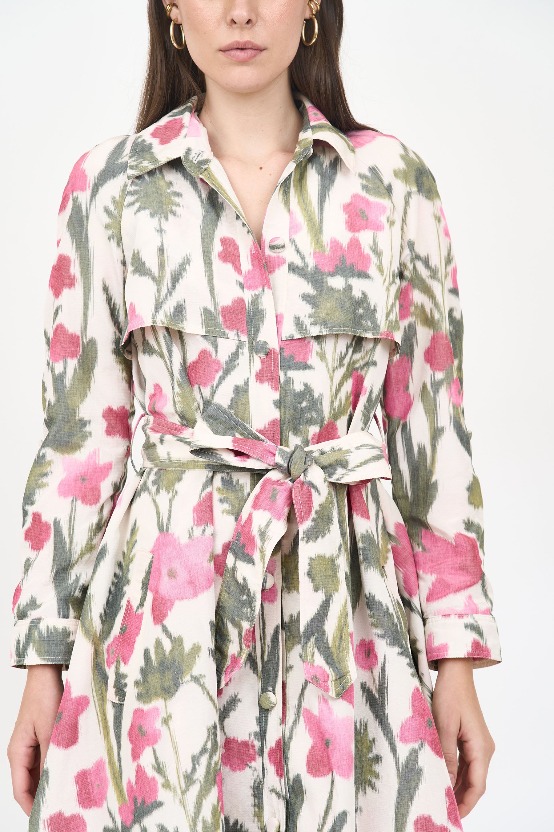 Henry Trench Coat - Pink Floral Taffeta