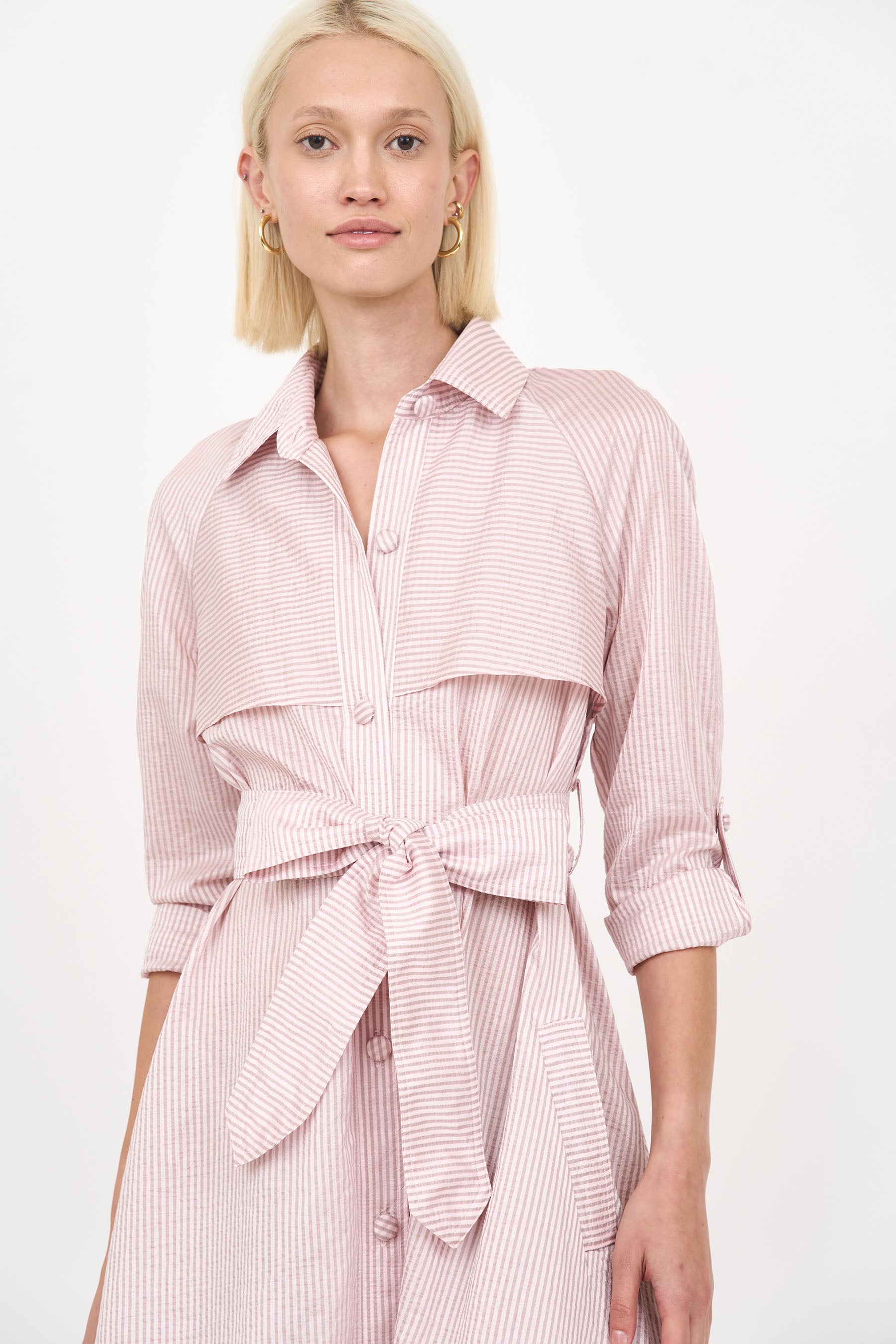 Charlie Trench Coat - Pink Stripe