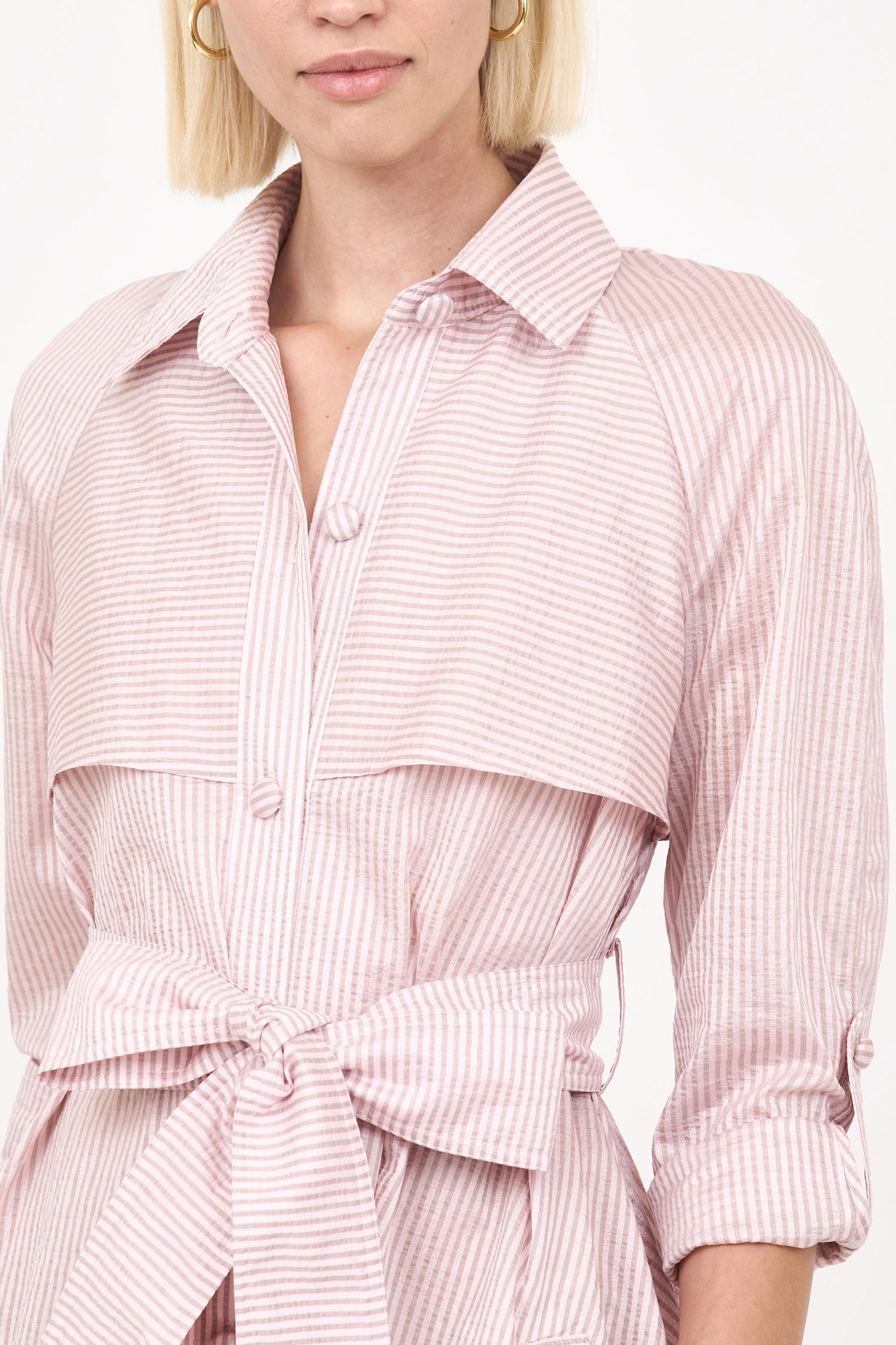 Charlie Trench Coat - Pink Stripe