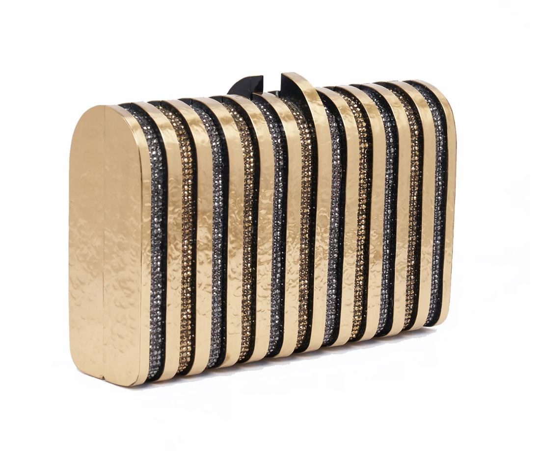 Rodeo Clutch- Hammered Grey & Gold